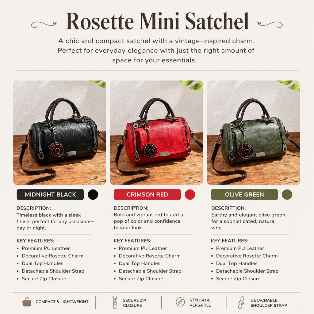 Rosette Mini Satche- Midnight Black