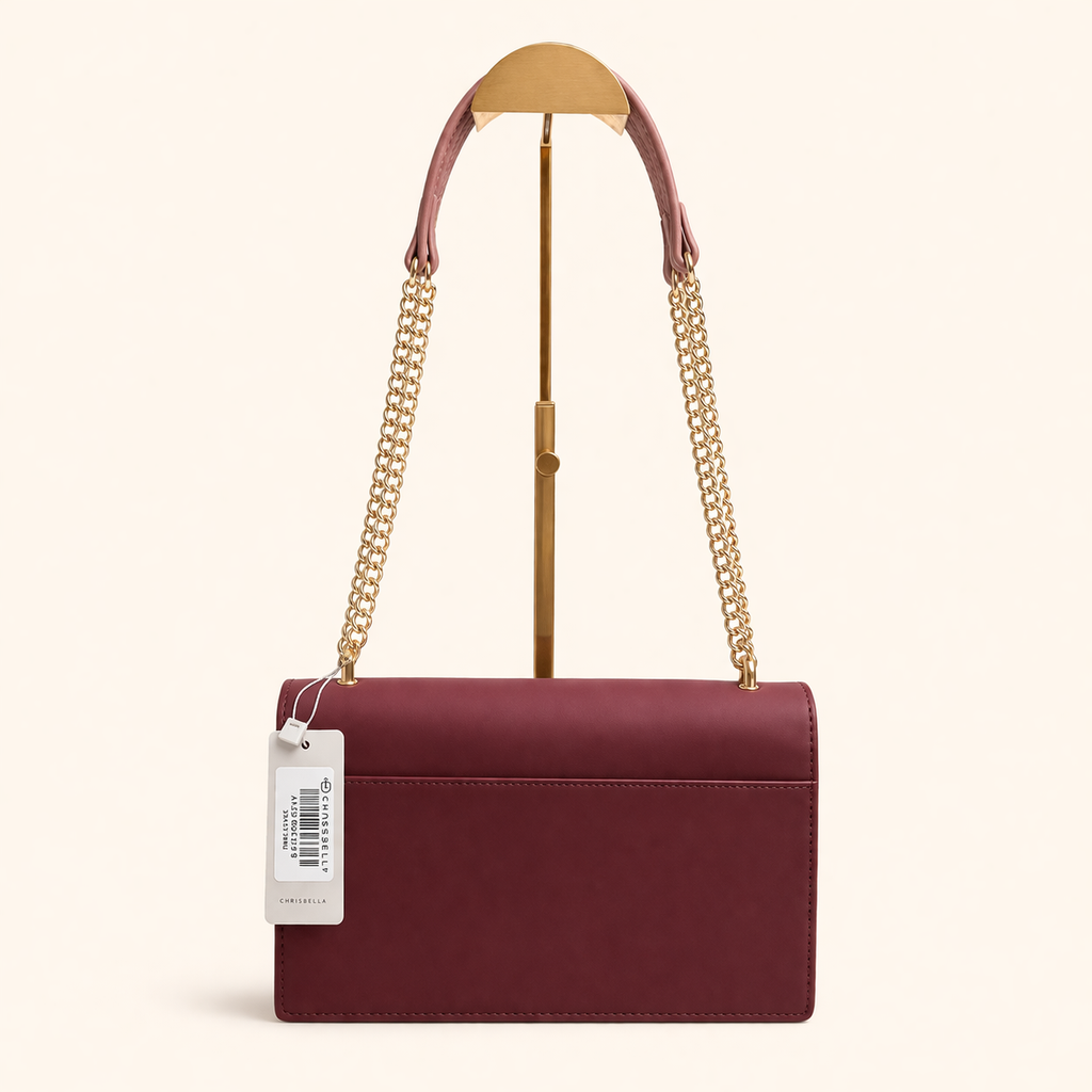 Chrisbella Luxe Chain Shoulder Bag Set (2-in-1) – RED WINE