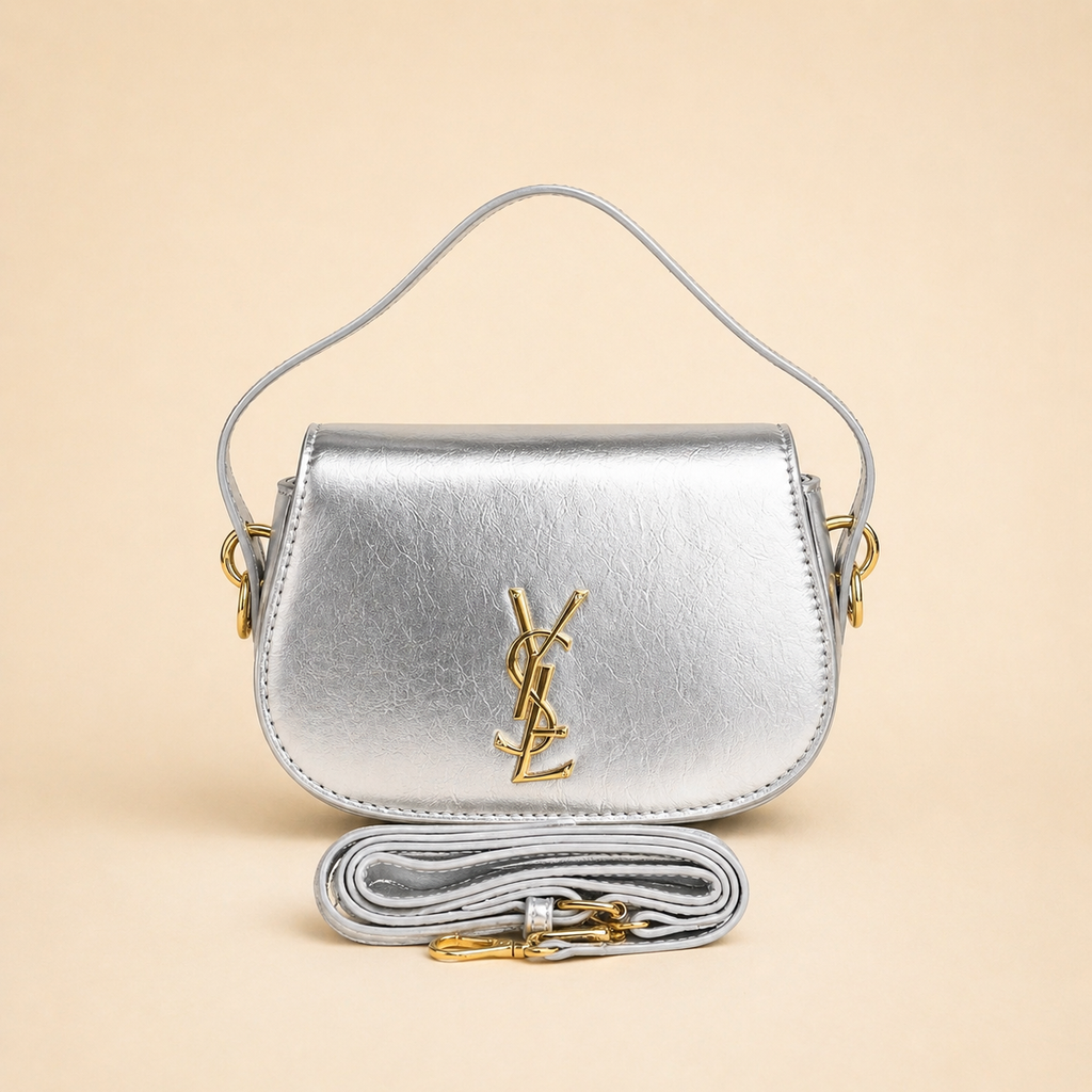 YSL Hand Bag - Metallic Silver.