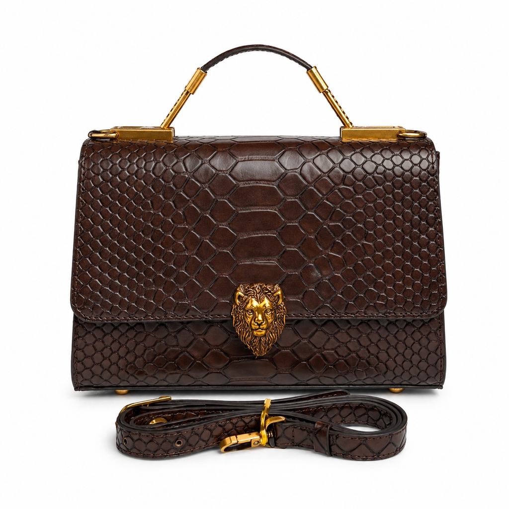 Heritage Lion Statement Bag (Deep Chocolate Brown)
