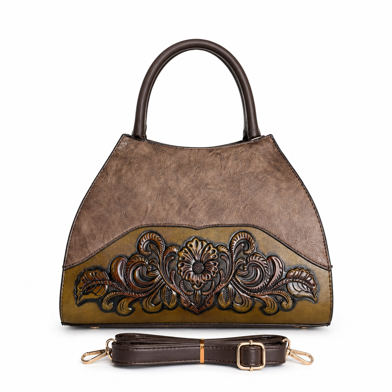 Royal Carved Elegance- Khaki