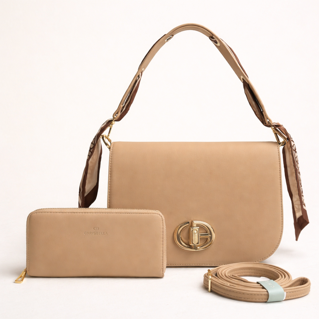 Chrisbella Vantique Shoulder Bag- Beige