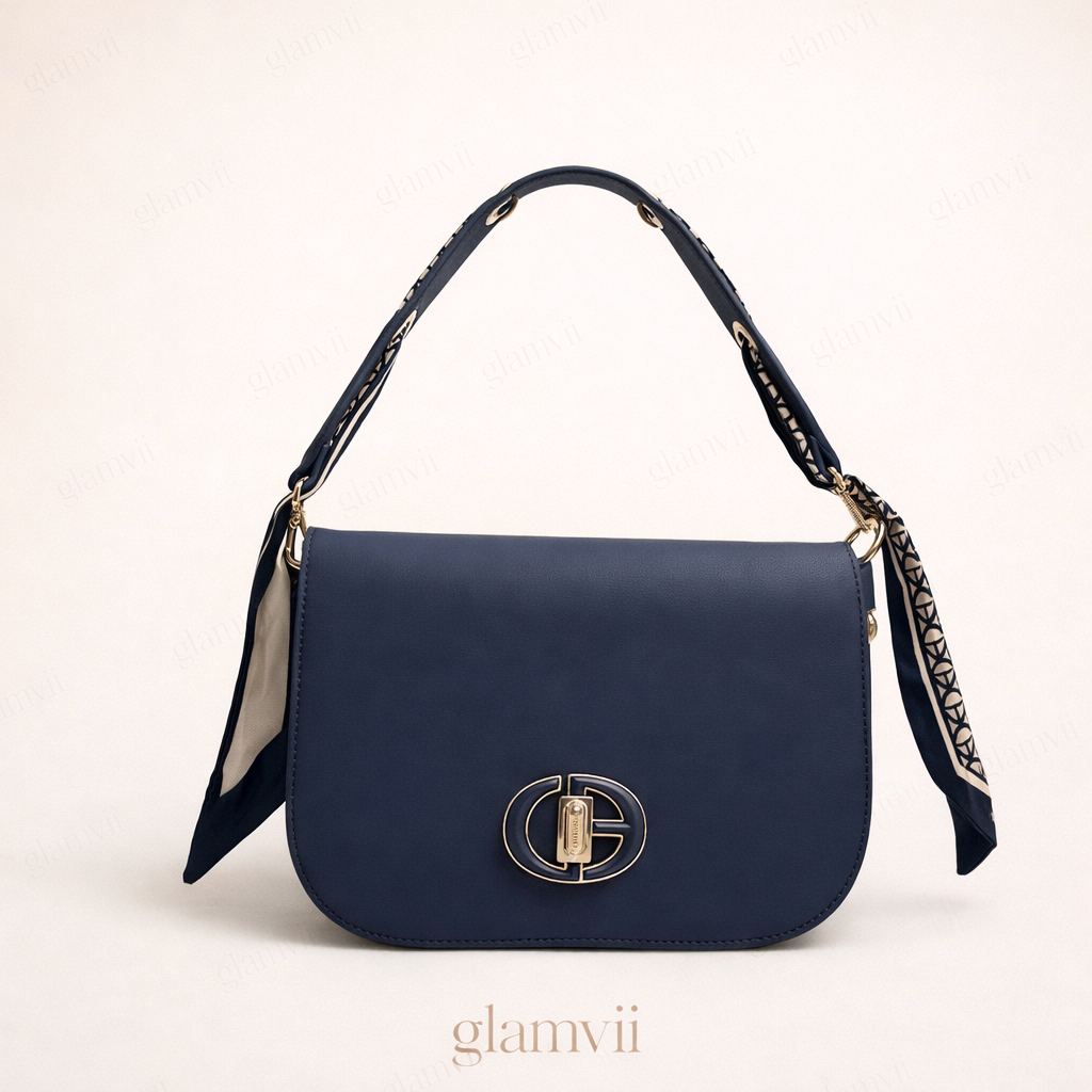 Chrisbella Vantique Shoulder Bag- Black- NAVY