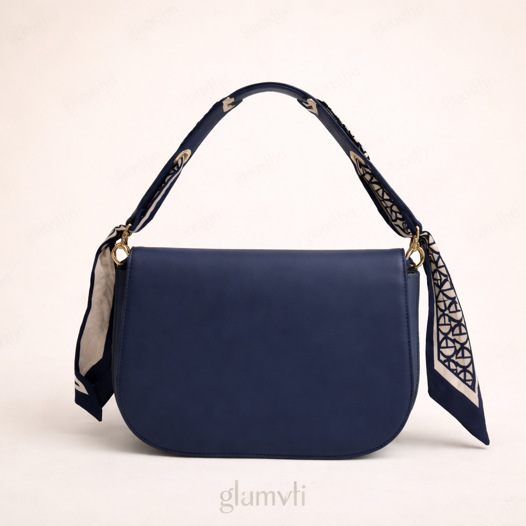 Chrisbella Vantique Shoulder Bag- Black- NAVY