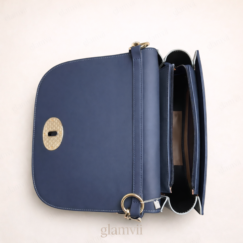 Chrisbella Vantique Shoulder Bag- Black- NAVY
