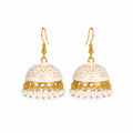 Pearl Dome Jhumka Earrings - Ivory White
