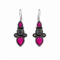 Oxidized Silver Stone Earrings