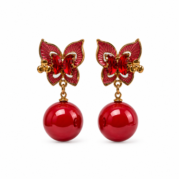 Butterfly Pearl Drop Earrings