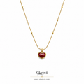 Glamvii Ruby Heart Pendant Necklace