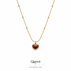 Glamvii Ruby Heart Pendant Necklace