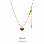 Glamvii Ruby Heart Pendant Necklace