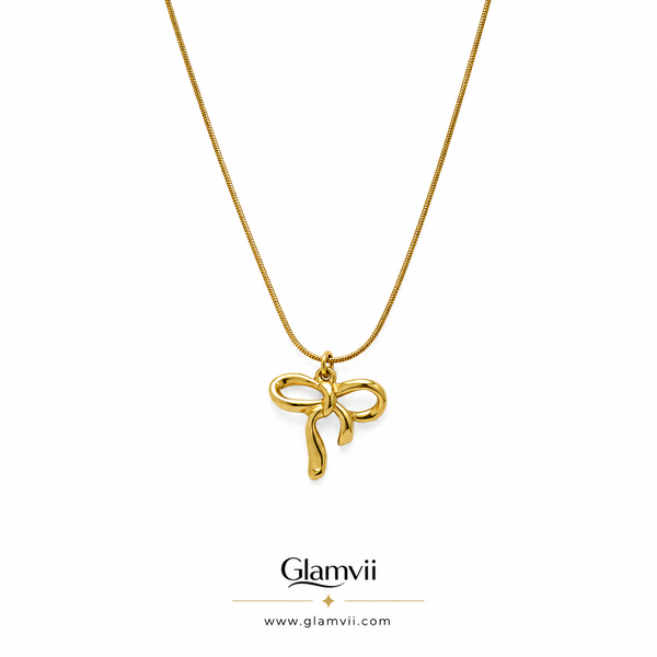 Glamvii Golden Bow Pendant Necklace