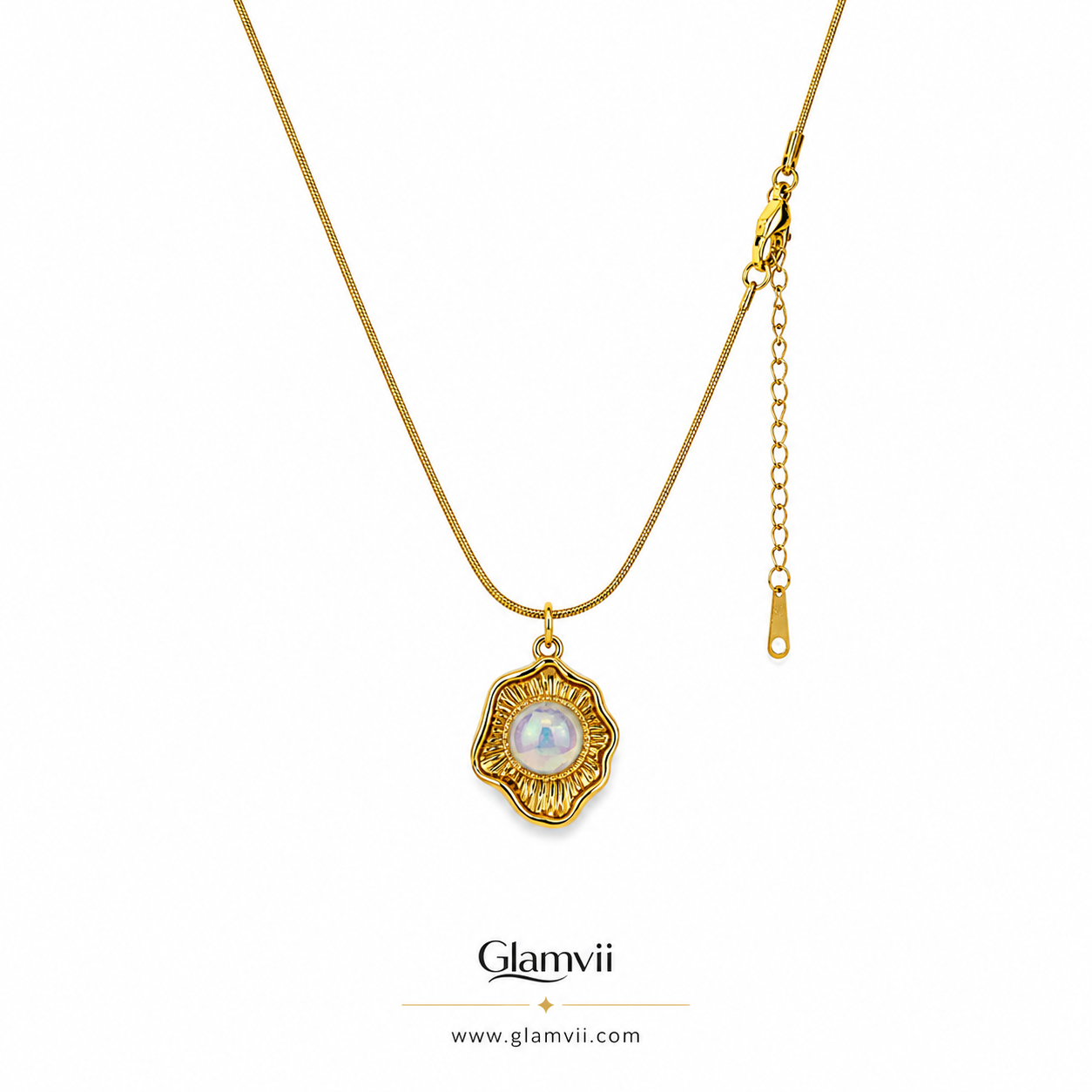 Glamvii Opal Radiance Pendant Necklace