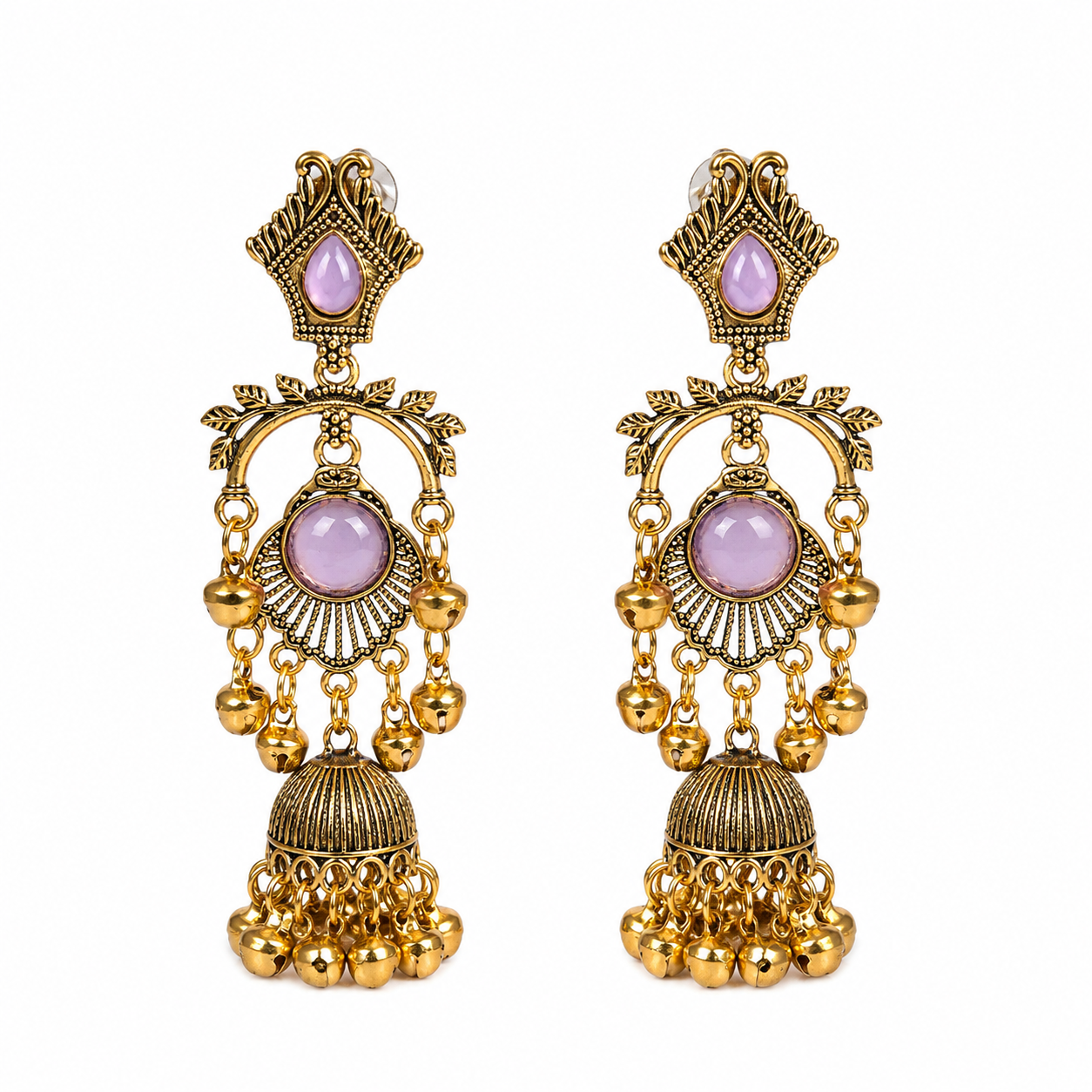 Lavender Bloom Antique Jhumka Earrings