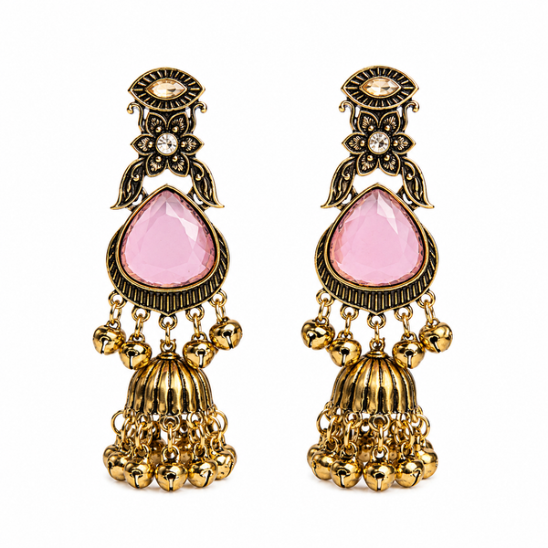 Blush Pearl Antique Jhumka Earrings