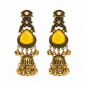Golden Amber Antique Jhumka Earrings
