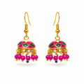 Fuchsia Mosaic Mini Jhumka Earrings