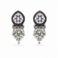 Glamvii Oxidised Drop Earrings - Lavender