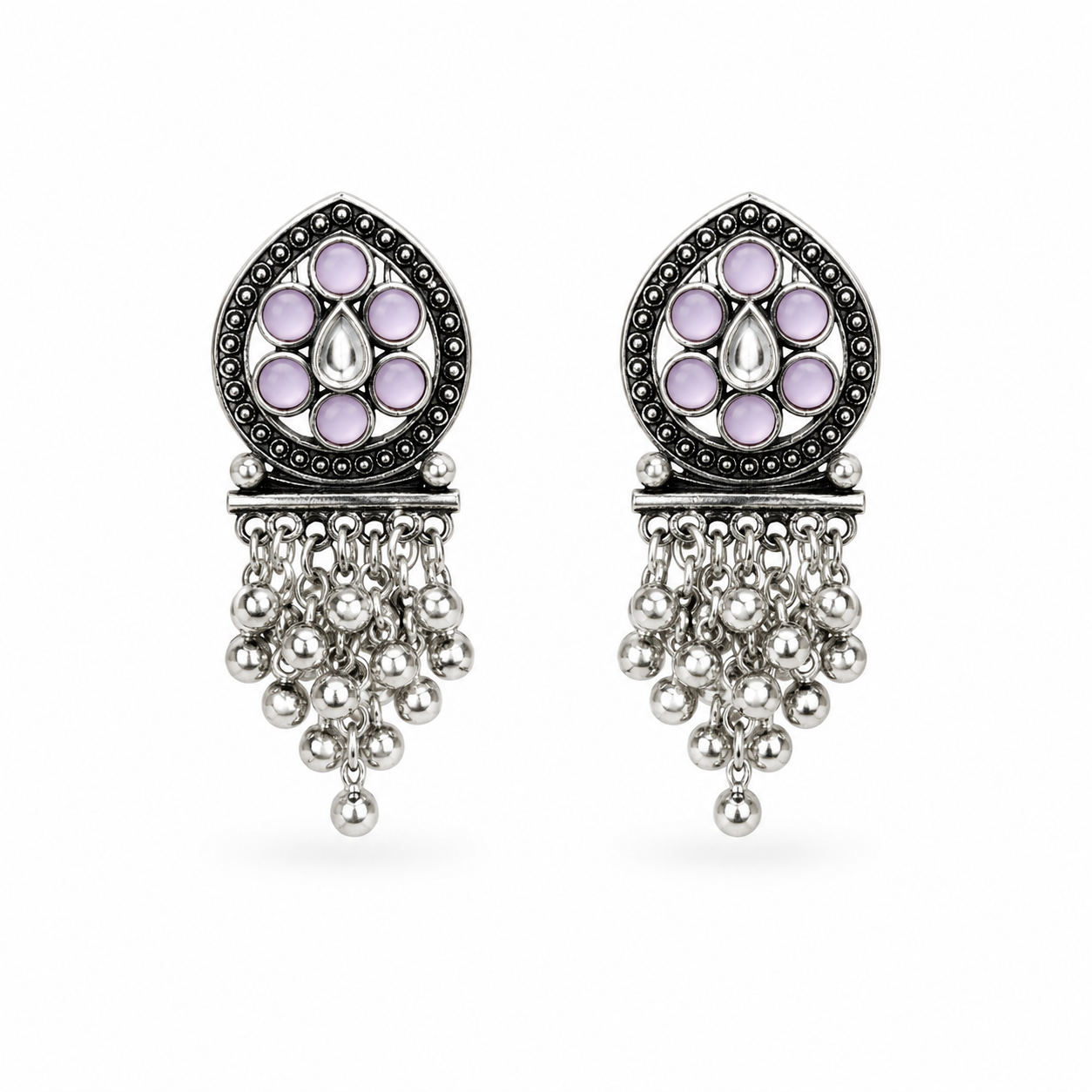 Glamvii Oxidised Drop Earrings - Lavender