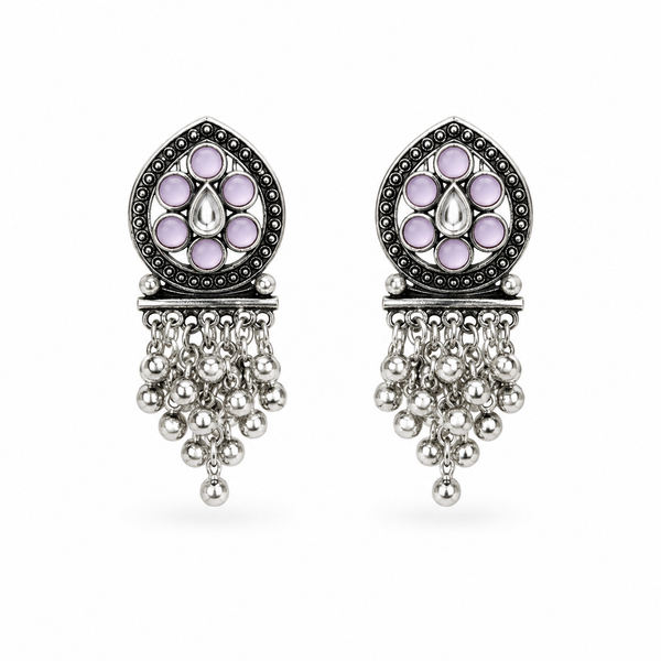 Glamvii Oxidised Drop Earrings - Lavender