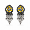 Glamvii Oxidised Drop Earrings - Mustard Yellow