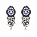 Glamvii Oxidised Drop Earrings - Lilac Purple