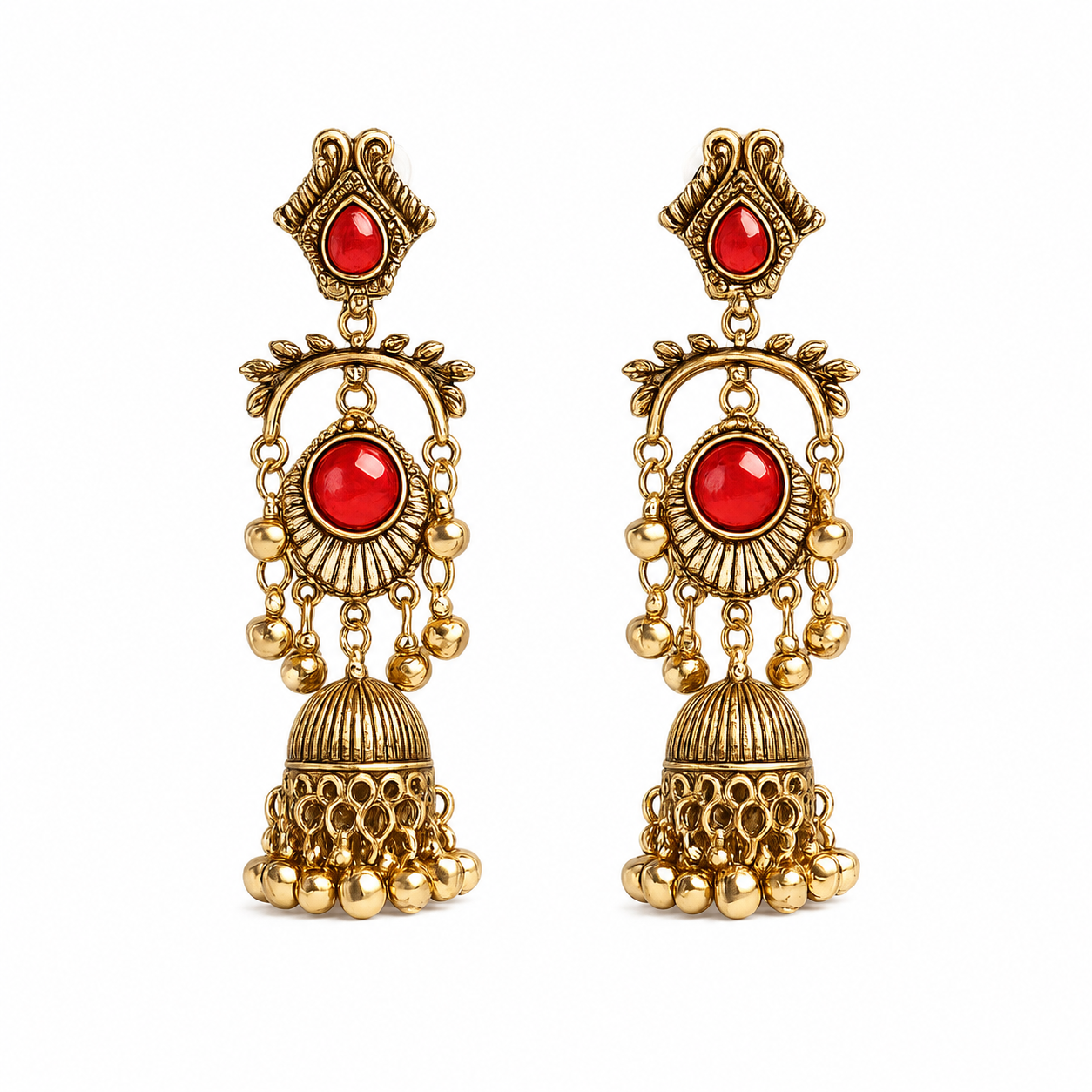 Ruby Royale Antique Jhumka Earrings