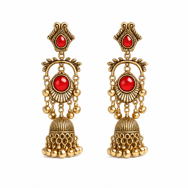 Ruby Royale Antique Jhumka Earrings