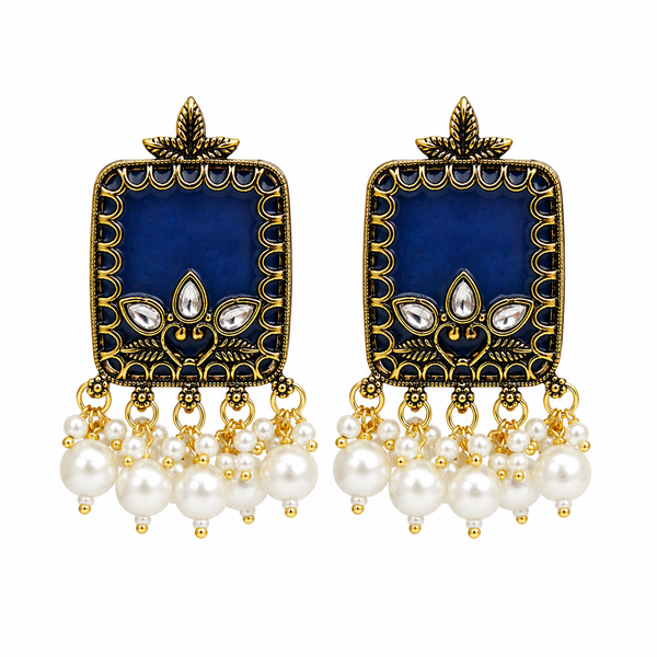 Pearl Heritage Earrings - Midnight Blue
