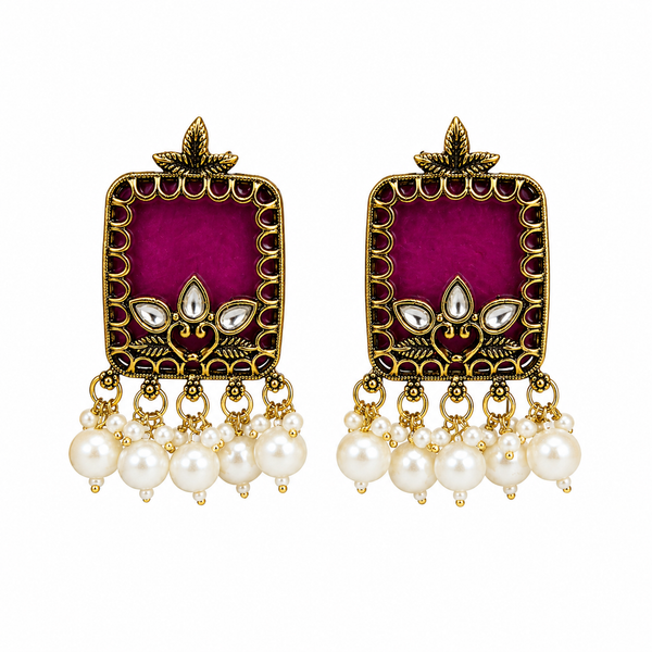 Pearl Heritage Earrings - Royal Fuchsia
