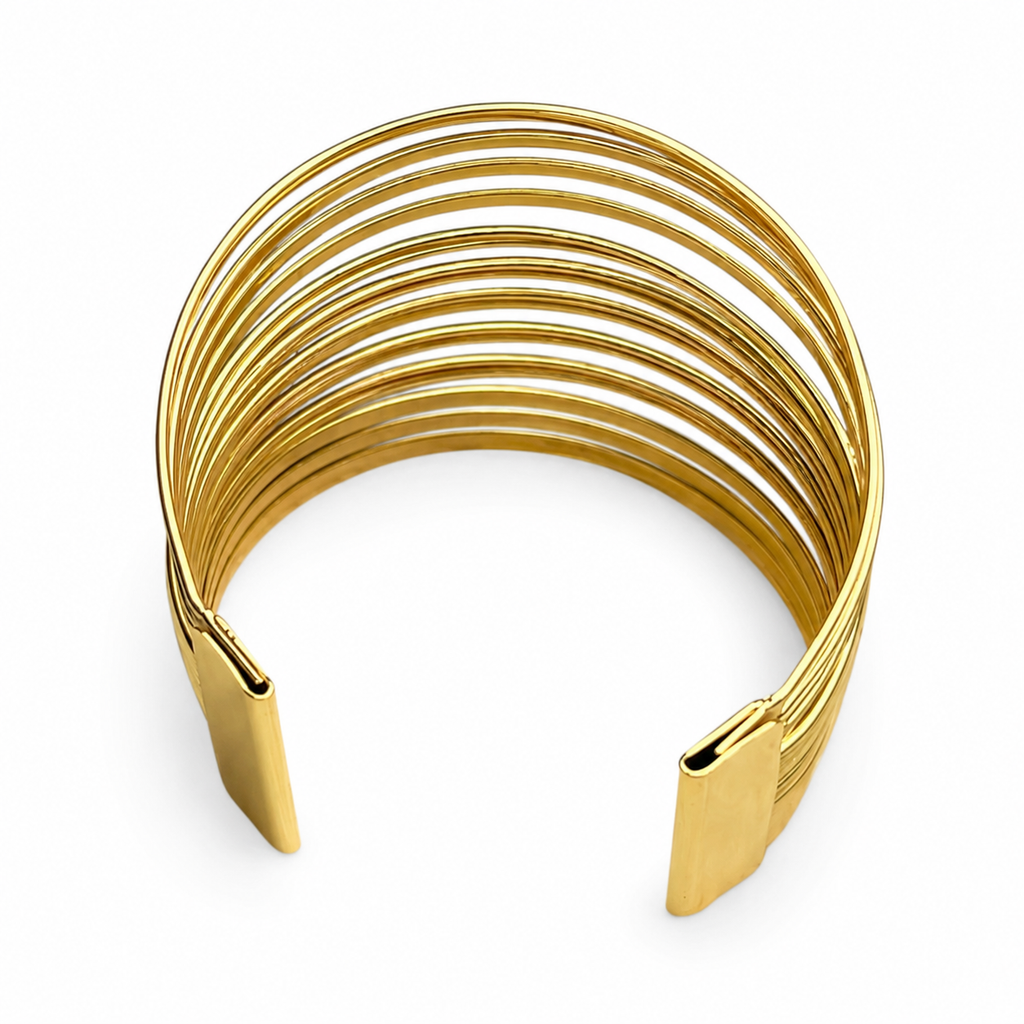 Multi-Line Gold Cuff Bracelet