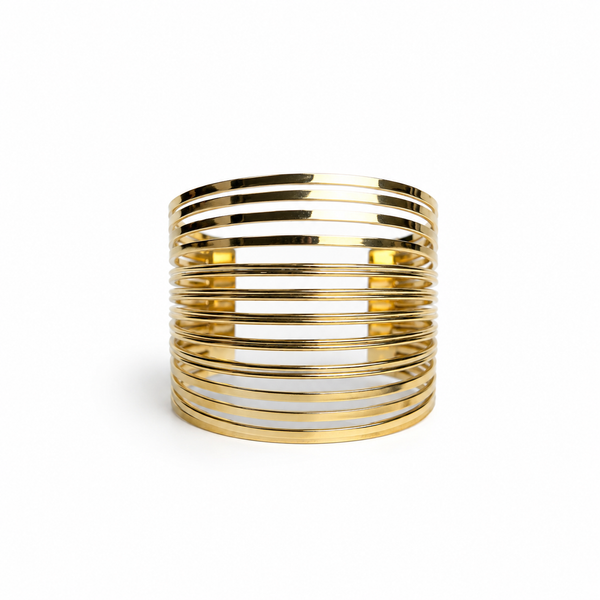 Multi-Line Gold Cuff Bracelet