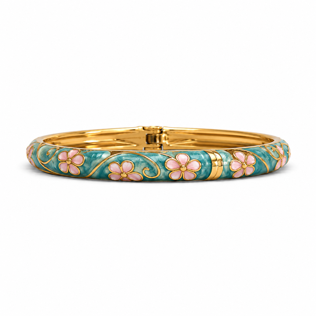 Royal Scarlet Enamel Bangle Turquoise Blue