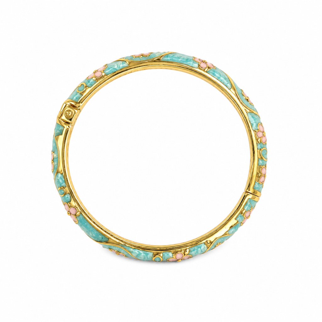 Royal Scarlet Enamel Bangle Turquoise Blue