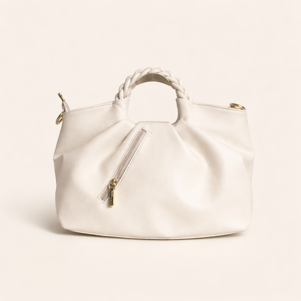 Ivory Elegance Braided Handle Bag