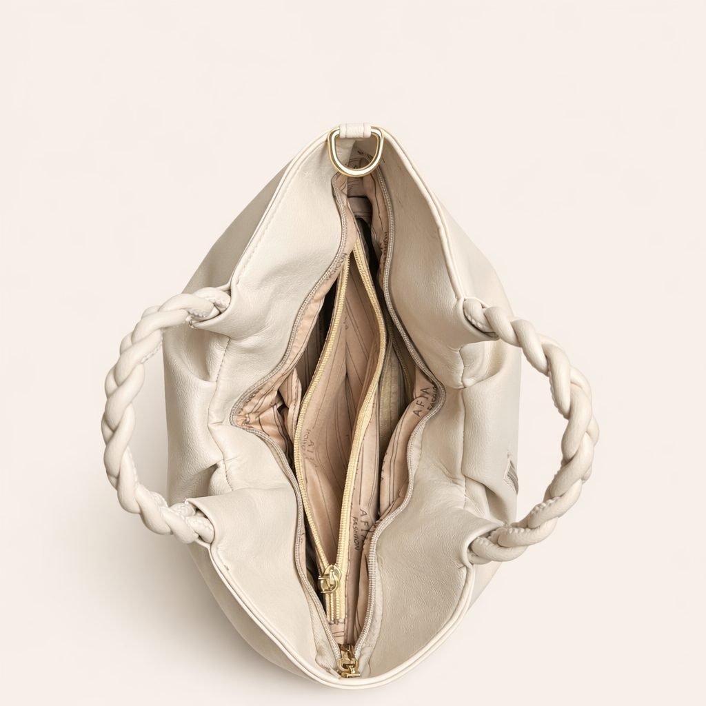 Ivory Elegance Braided Handle Bag