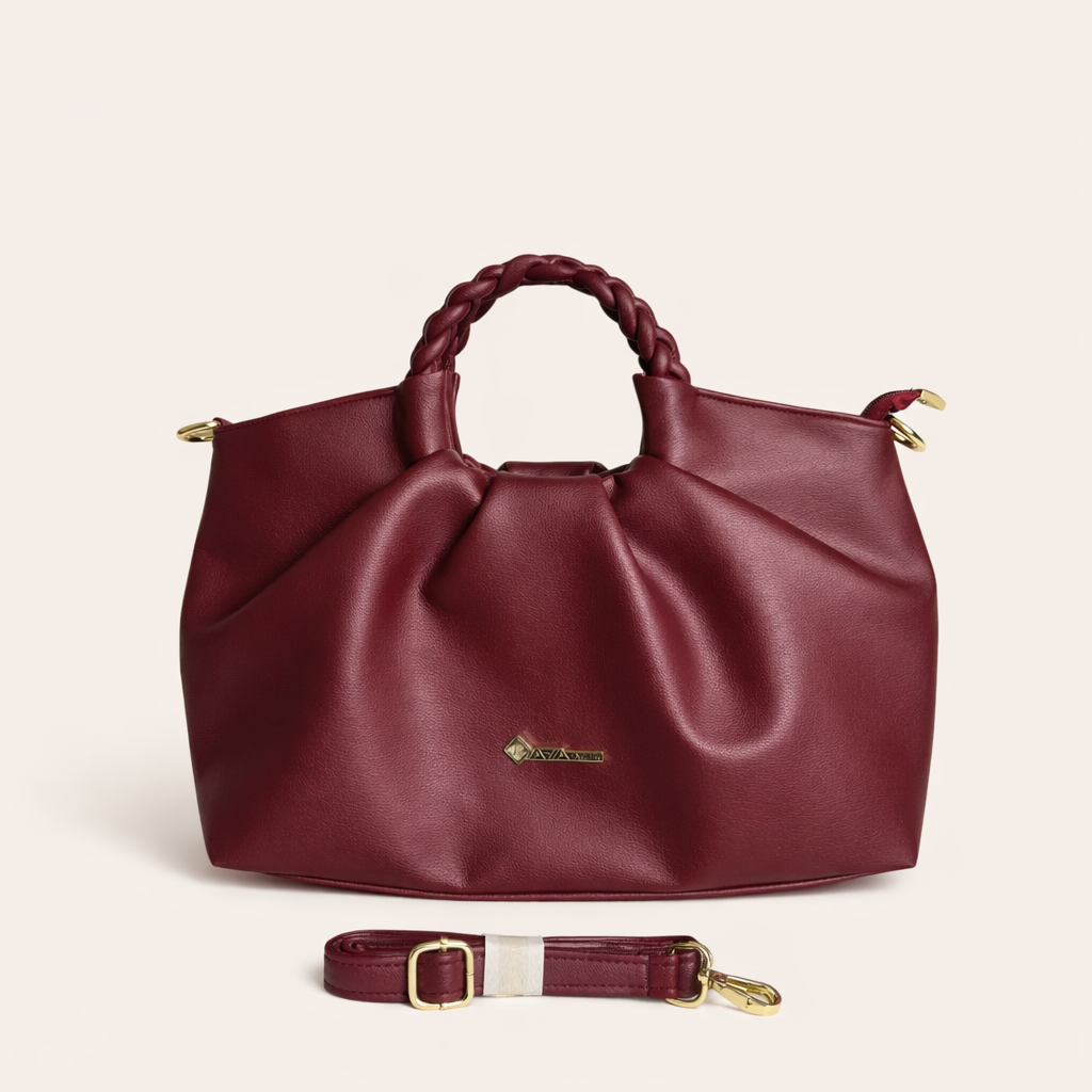 Ruby Elegance Braided Handle Bag