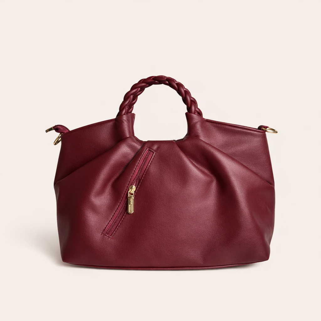 Ruby Elegance Braided Handle Bag