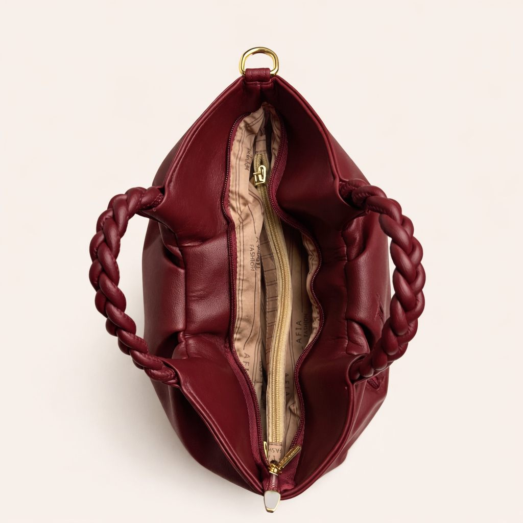 Ruby Elegance Braided Handle Bag