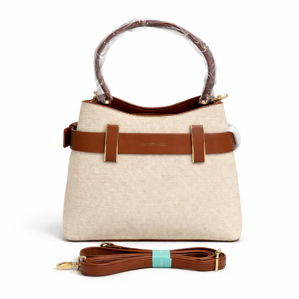 Beige Luxe Belted Handbag
