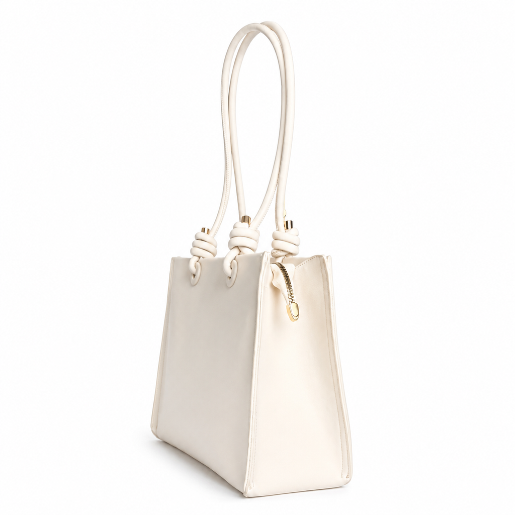 Burgundy Belle Tote Pearl White