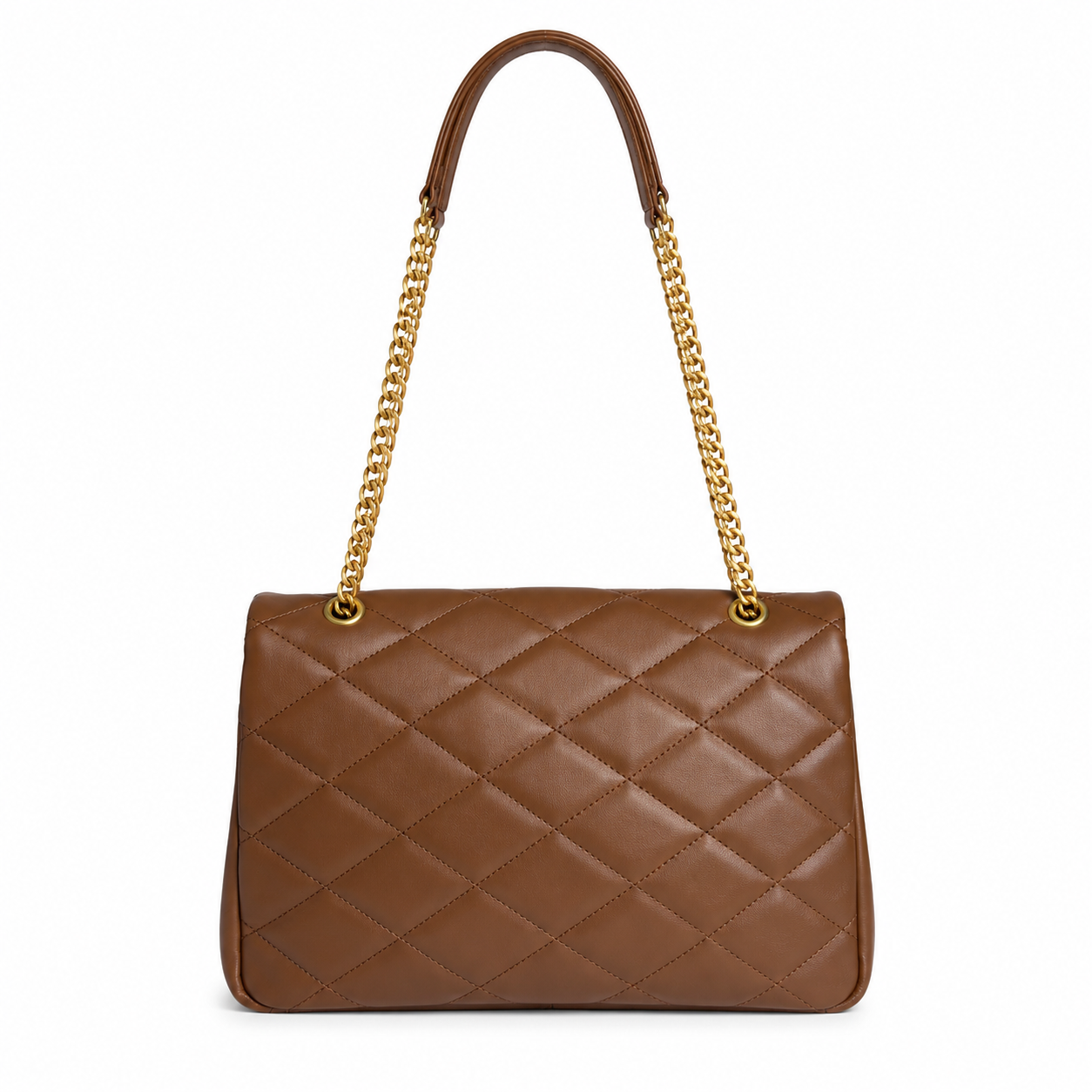 Quilted Luxe Chain Bag- Brown