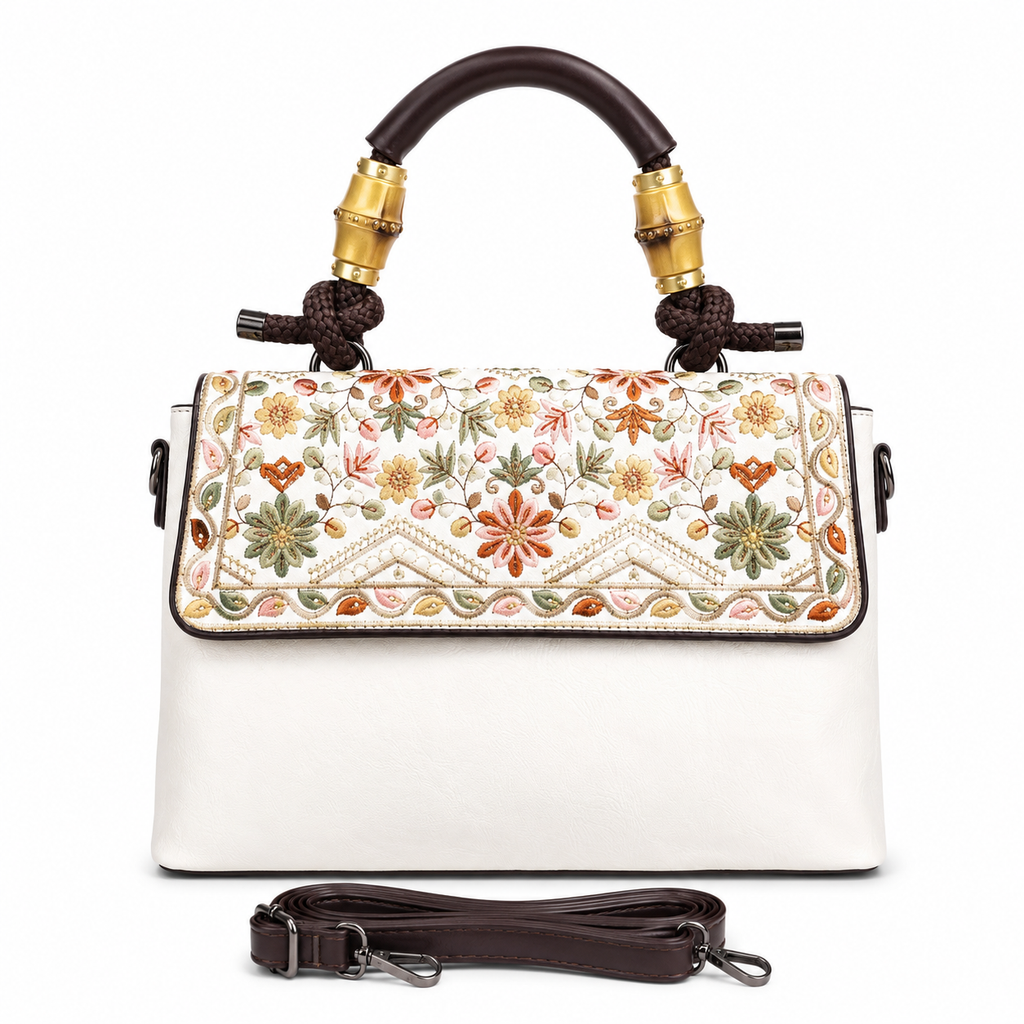 Autumn Bloom Satchel White