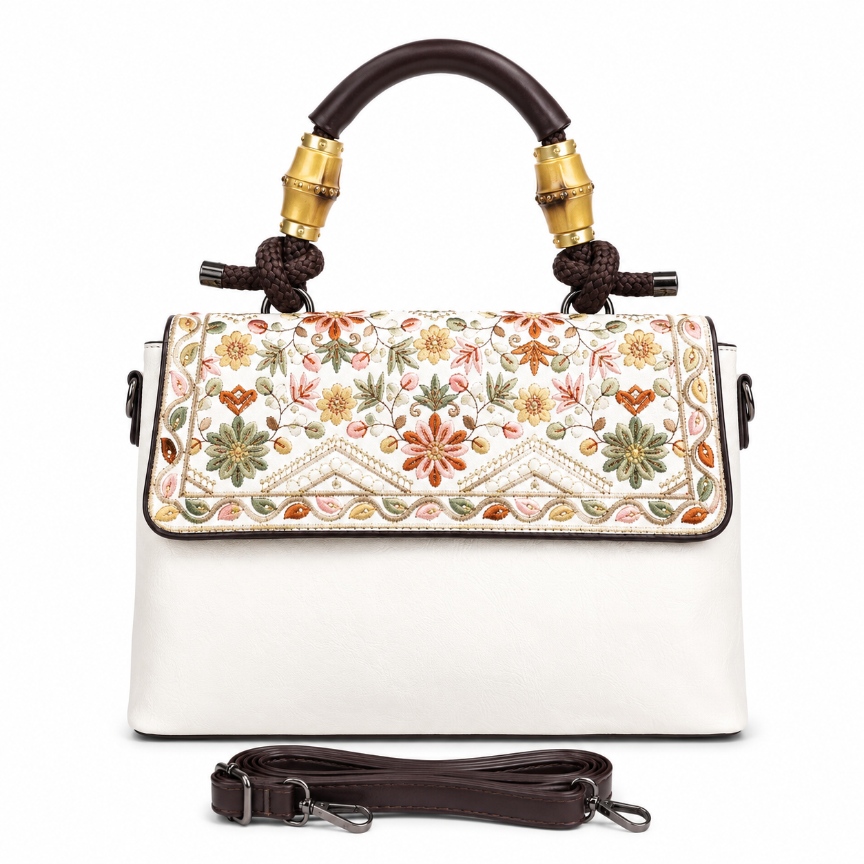 Autumn Bloom Satchel White