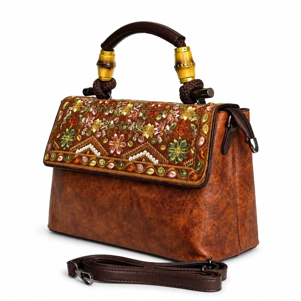 Autumn Bloom Satchel Brown
