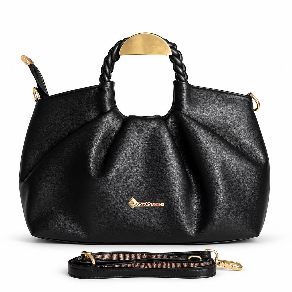 Black Elegance Braided Handle Bag