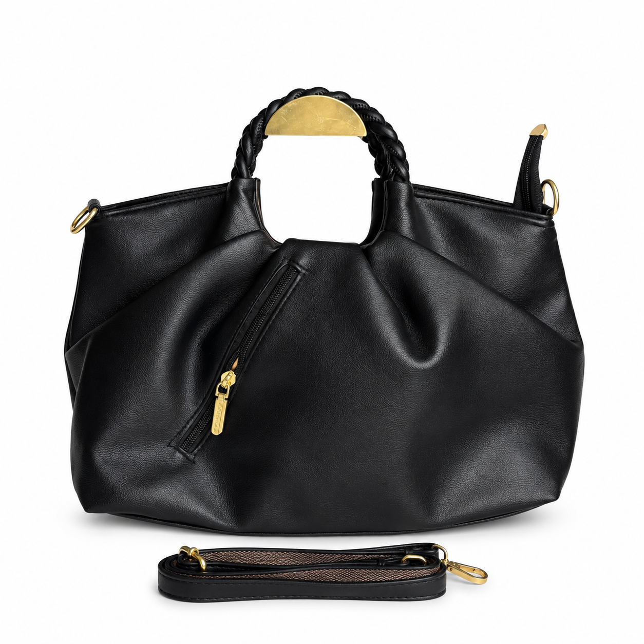 Black Elegance Braided Handle Bag
