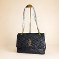 Quilted Luxe Chain Bag- Black