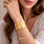 Glamvii Aurora Textured Gold Cuff Bracelet