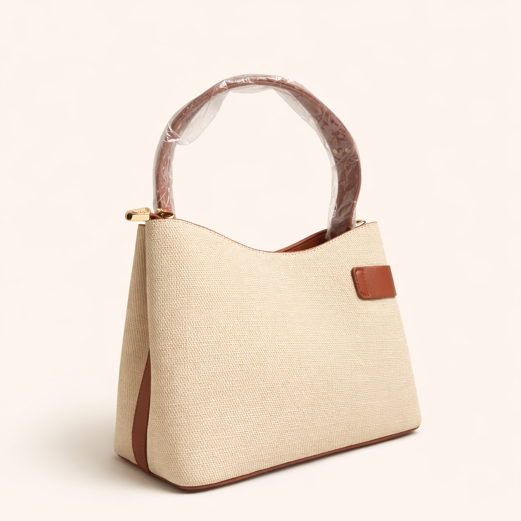 Beige Luxe Belted Handbag